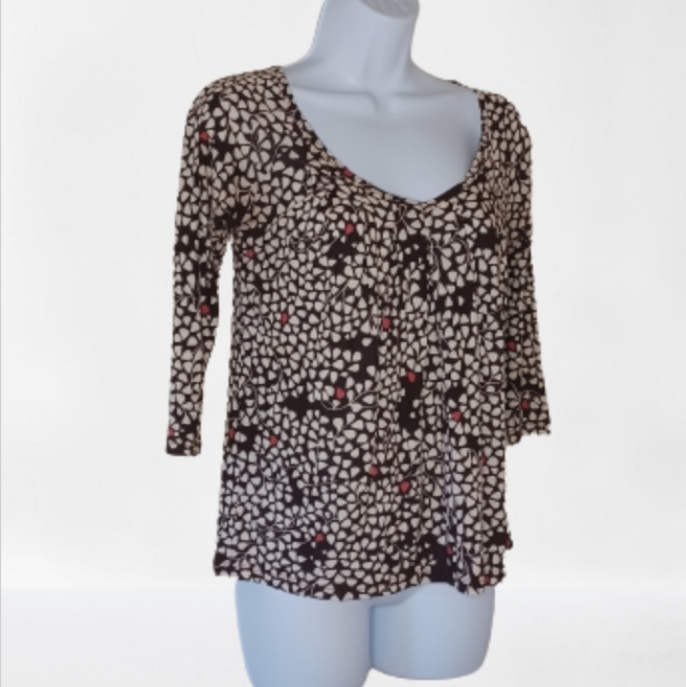 Anthropologie brown, Off White, Red Porridge Tunic, sz XS